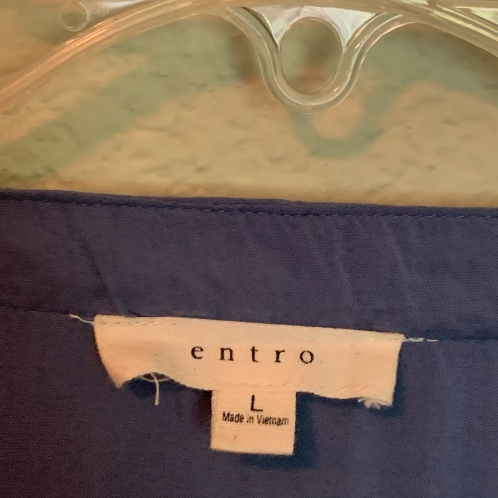 Entro Blue Rayon Button Down Pocket Top - image 2